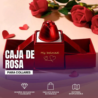🌸 Rosa Mágica con Collar: Regalo Perfecto en una Caja Elegante ✨