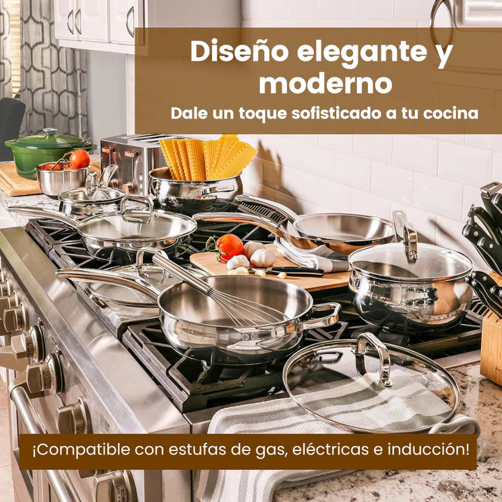 Ollas 12 piezas - 💎SteelChef Ollas Acero INOX