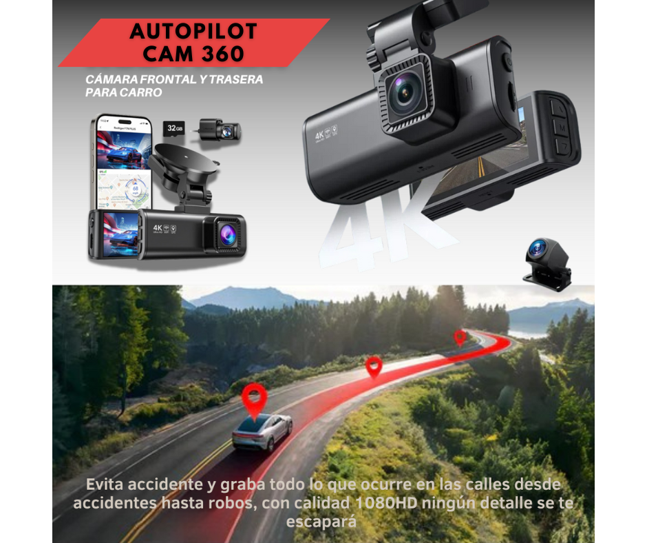AutoPilot Cam 360 🚗📹 Cámara Frontal y Trasera 4K