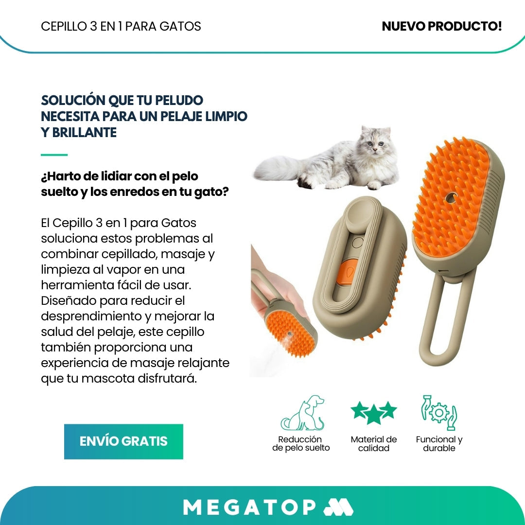 Cat Brush: Cepillo 3 en 1 para gatos