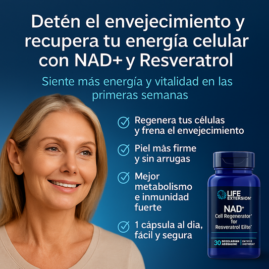 NAD+ & Resveratrol: El Regenerador Celular que Restaura tu Vitalidad